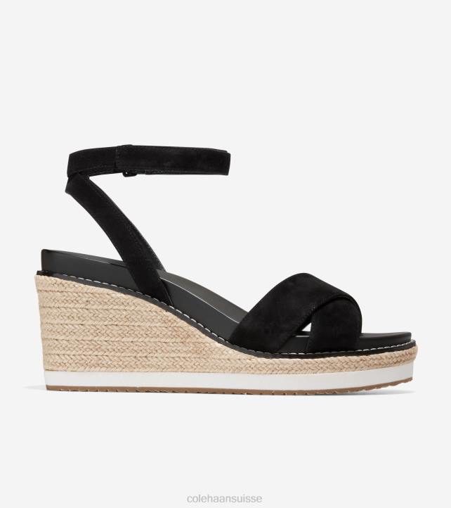 Cole Haan sandale compensée espadrille cloudfeel femmes PJ6N30 noir chaussure