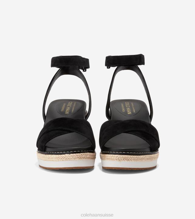 Cole Haan sandale compensée espadrille cloudfeel femmes PJ6N30 noir chaussure
