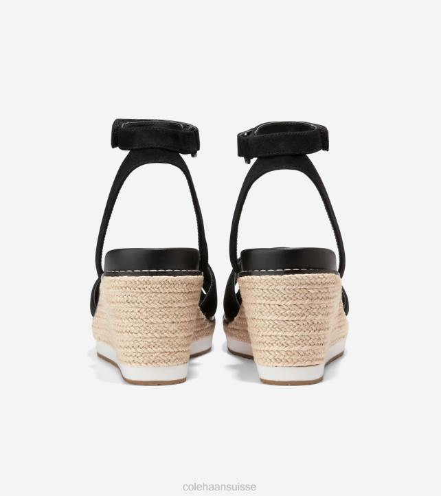 Cole Haan sandale compensée espadrille cloudfeel femmes PJ6N30 noir chaussure