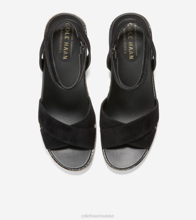 Cole Haan sandale compensée espadrille cloudfeel femmes PJ6N30 noir chaussure