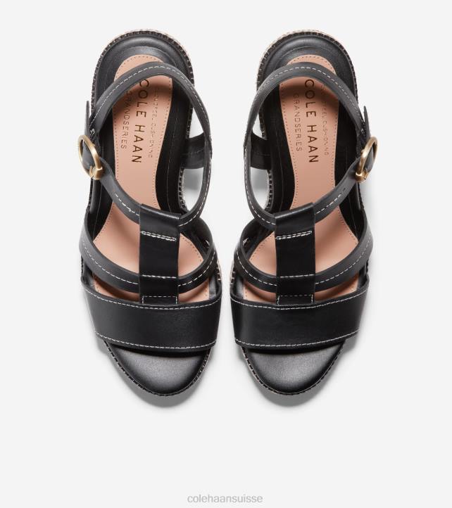Cole Haan sandale compensée toute la journée cloudfeel femmes PJ6N189 Cuir noir chaussure
