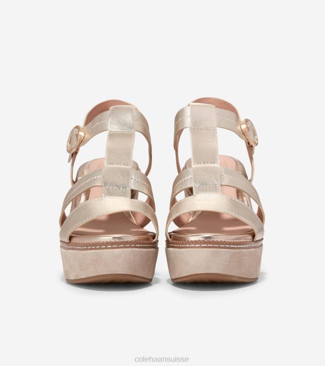 Cole Haan sandale compensée toute la journée cloudfeel femmes PJ6N190 cuir doré chaussure