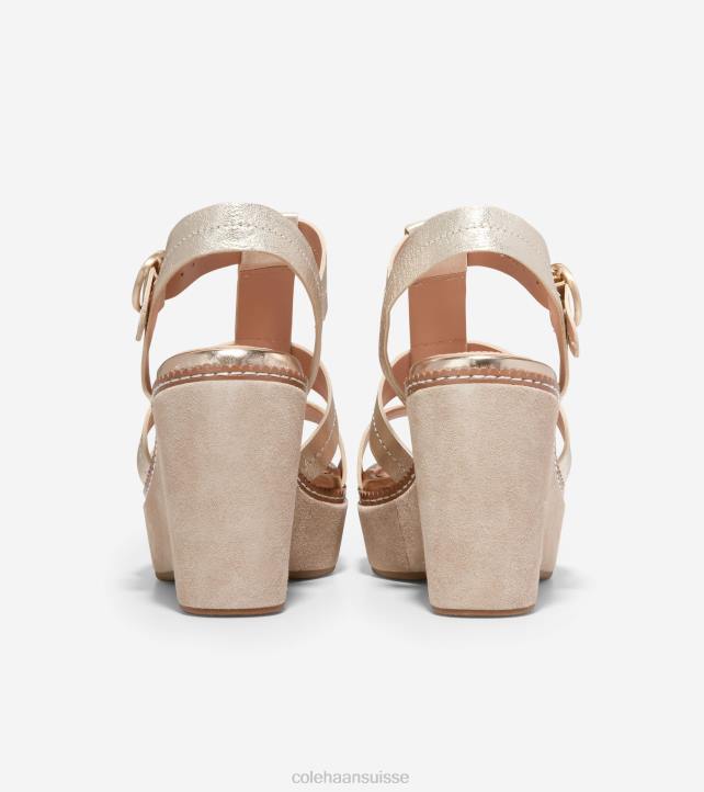 Cole Haan sandale compensée toute la journée cloudfeel femmes PJ6N190 cuir doré chaussure