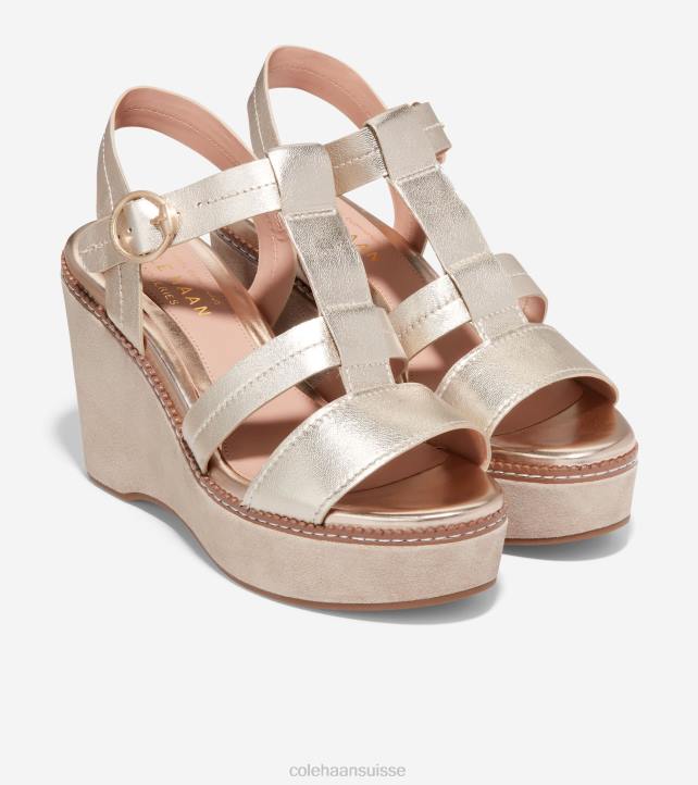 Cole Haan sandale compensée toute la journée cloudfeel femmes PJ6N190 cuir doré chaussure