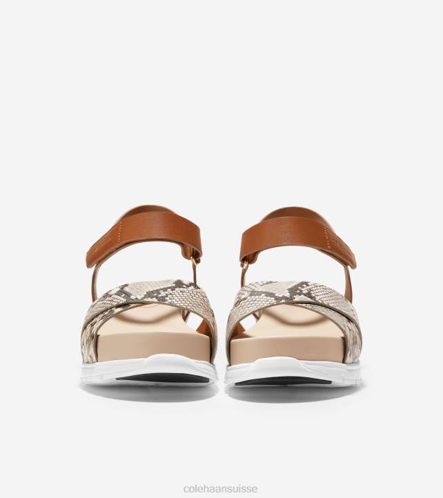 Cole Haan sandale croisée zerogrand femmes PJ6N83 cuir imprimé serpent-miel chaussure