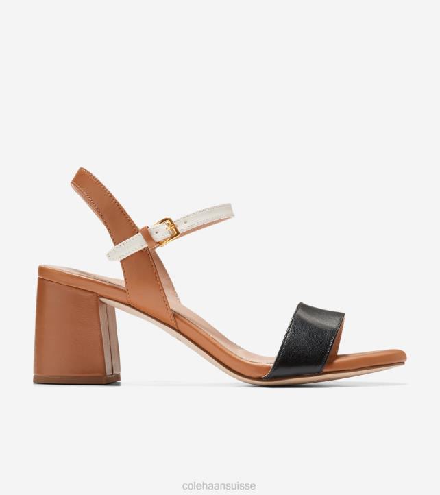 Cole Haan sandale à talon carré josie femmes PJ6N75 pécan-ivoire-noir chaussure