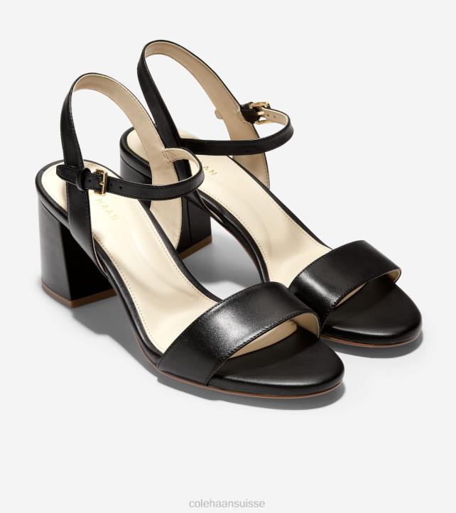 Cole Haan sandale à talon carré josie femmes PJ6N76 Cuir noir chaussure