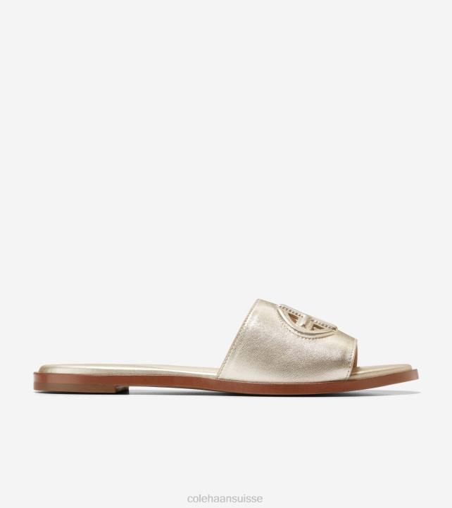 Cole Haan sandales flynn à logo femmes PJ6N63 cuir doré chaussure