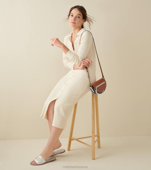 Cole Haan sandales flynn à logo femmes PJ6N63 cuir doré chaussure