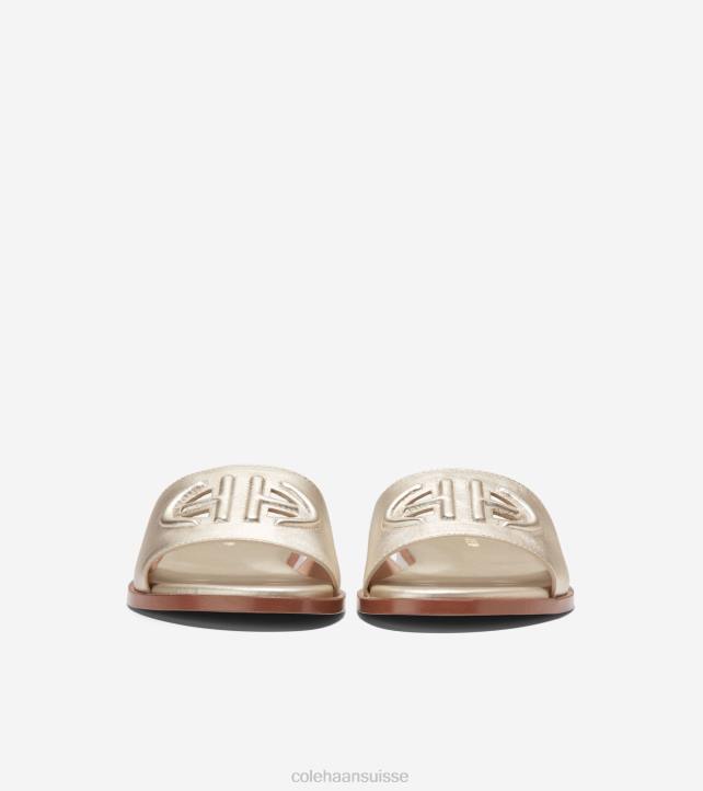 Cole Haan sandales flynn à logo femmes PJ6N63 cuir doré chaussure