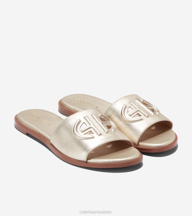 Cole Haan sandales flynn à logo femmes PJ6N63 cuir doré chaussure