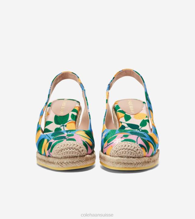 Cole Haan espadrilles compensées cloudfeel femmes PJ6N32 bleu azur-citron chaussure
