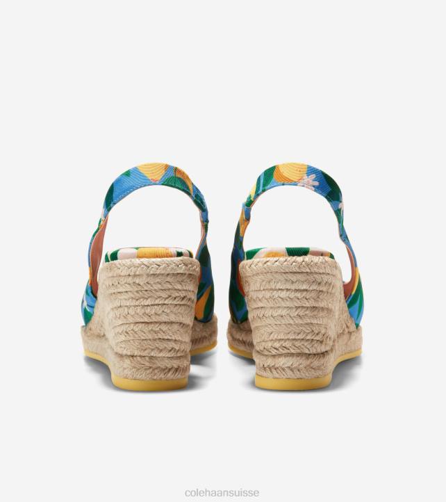 Cole Haan espadrilles compensées cloudfeel femmes PJ6N32 bleu azur-citron chaussure