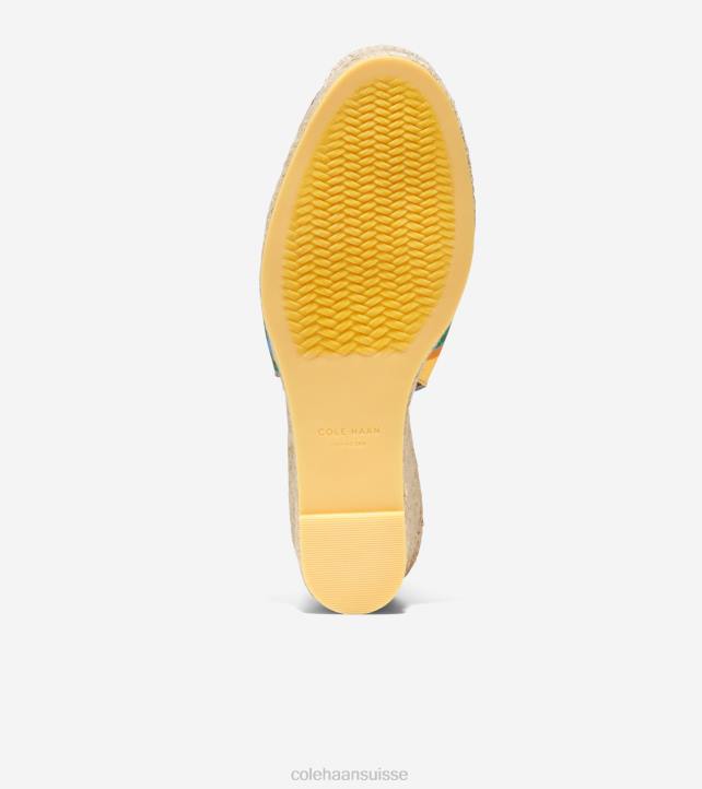 Cole Haan espadrilles compensées cloudfeel femmes PJ6N32 bleu azur-citron chaussure