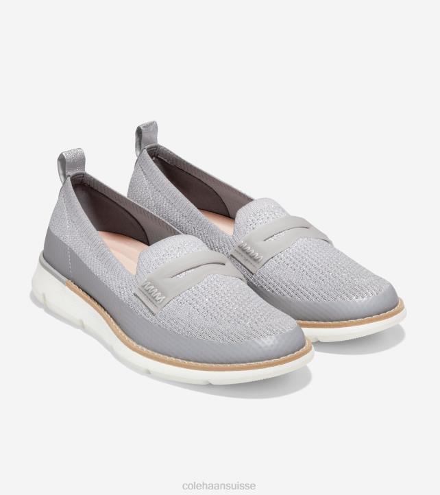 Cole Haan 4.zérogrand mocassin femmes PJ6N132 microchip-silver-white stitchlite chaussure