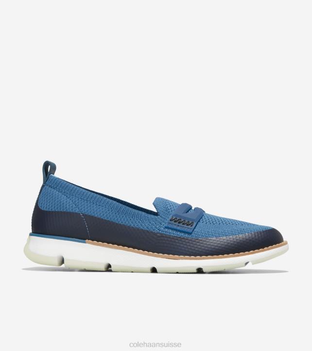 Cole Haan 4.zérogrand mocassin femmes PJ6N133 maille bleu-optic white stitchlite chaussure