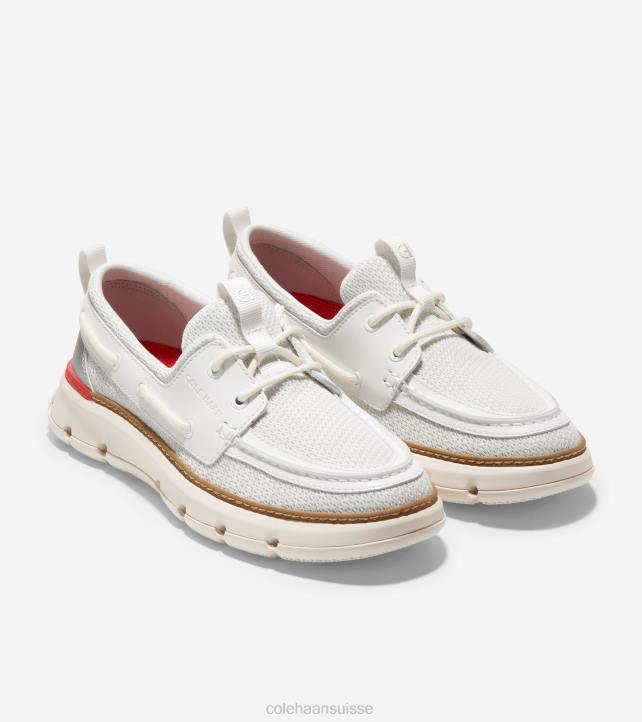 Cole Haan chaussure de bateau de régate 4.zerogrand femmes PJ6N17 blanc-rouge coquelicot chaussure