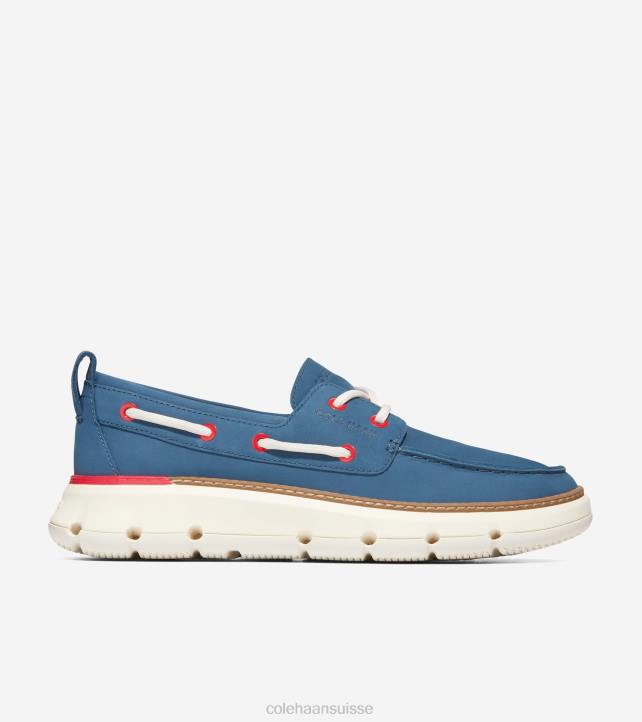 Cole Haan chaussure de bateau de régate 4.zerogrand femmes PJ6N19 enseigne bleu-feu rouge-ivoire chaussure