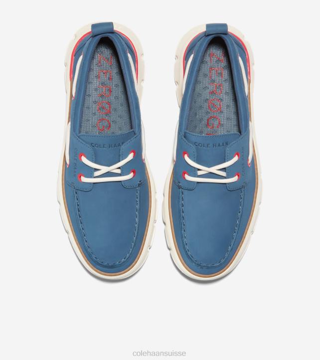 Cole Haan chaussure de bateau de régate 4.zerogrand femmes PJ6N19 enseigne bleu-feu rouge-ivoire chaussure