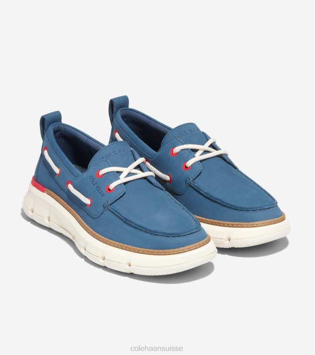 Cole Haan chaussure de bateau de régate 4.zerogrand femmes PJ6N19 enseigne bleu-feu rouge-ivoire chaussure