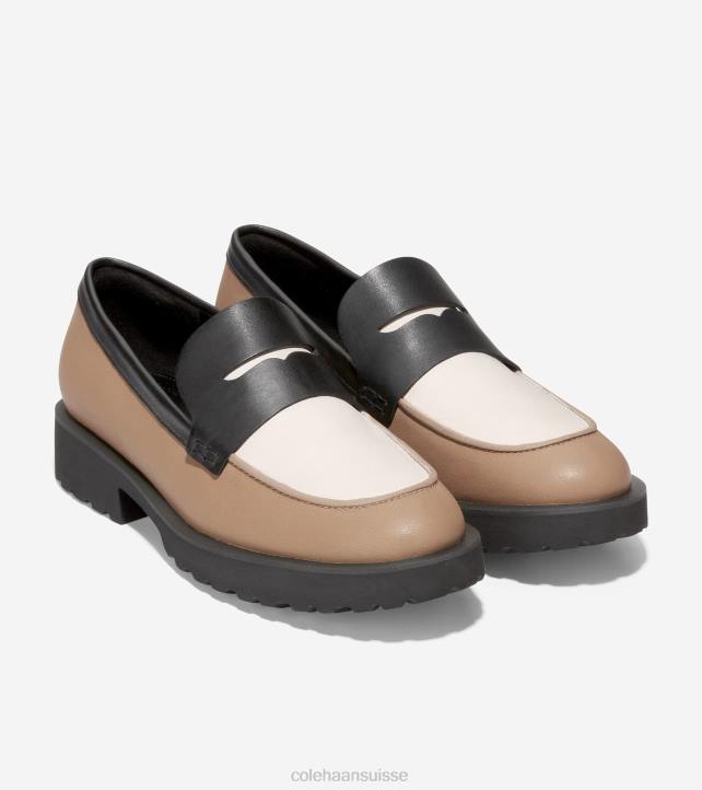 Cole Haan mocassin genevois femmes PJ6N245 bouleau beige-ivoire-noir chaussure