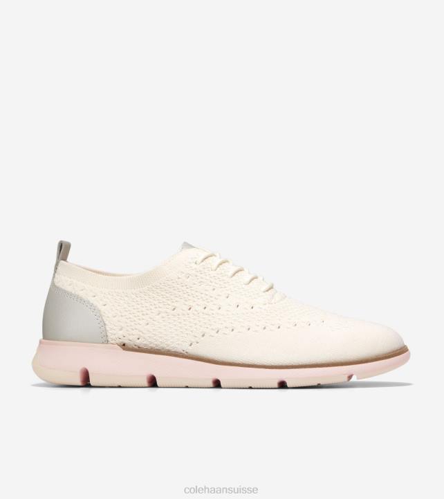 Cole Haan 4.zérogrand oxford femmes PJ6N105 maille ivoire-pivoine argentée stitchlite chaussure