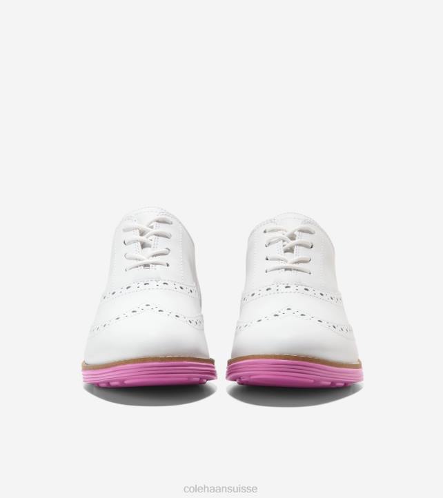 Cole Haan originalgrand oxford à bout d'aile femmes PJ6N233 cyclamen blanc optique chaussure