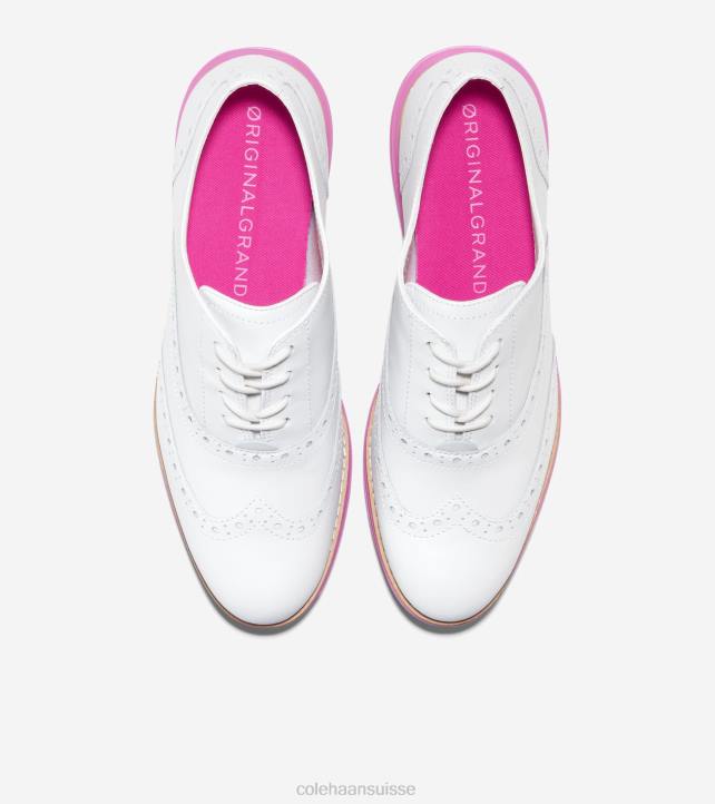 Cole Haan originalgrand oxford à bout d'aile femmes PJ6N233 cyclamen blanc optique chaussure