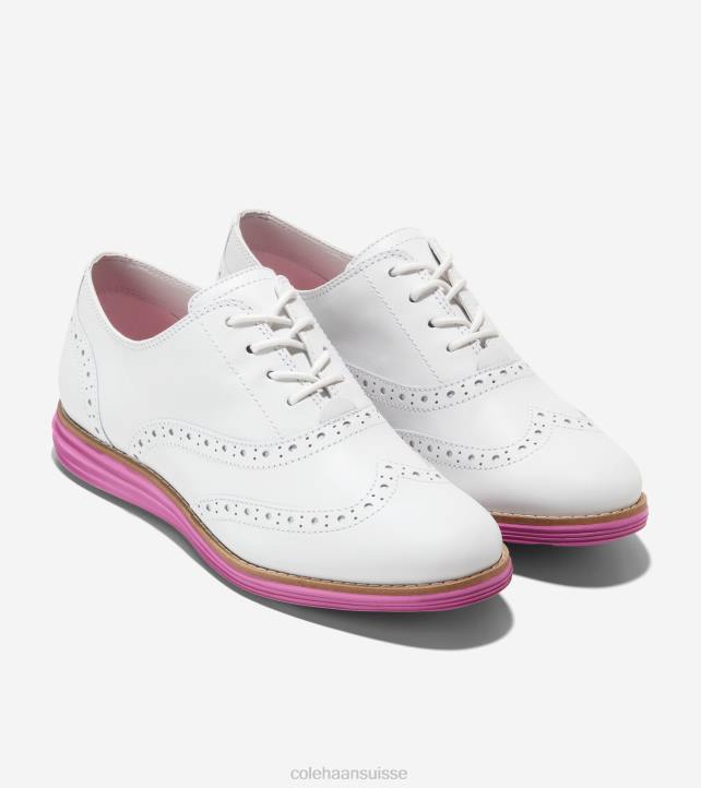 Cole Haan originalgrand oxford à bout d'aile femmes PJ6N233 cyclamen blanc optique chaussure