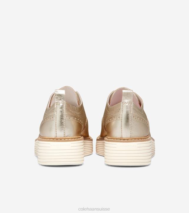 Cole Haan oxford à bout d'aile originalgrand platform femmes PJ6N164 or talca-ivoire chaussure
