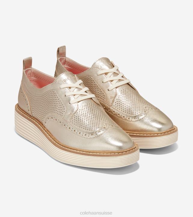 Cole Haan oxford à bout d'aile originalgrand platform femmes PJ6N164 or talca-ivoire chaussure