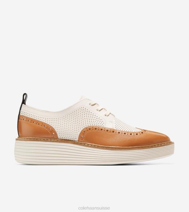 Cole Haan oxford à bout d'aile originalgrand platform femmes PJ6N165 noix de pécan-ivoire chaussure