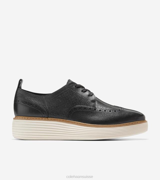 Cole Haan oxford à bout d'aile originalgrand platform femmes PJ6N166 noir-ivoire chaussure