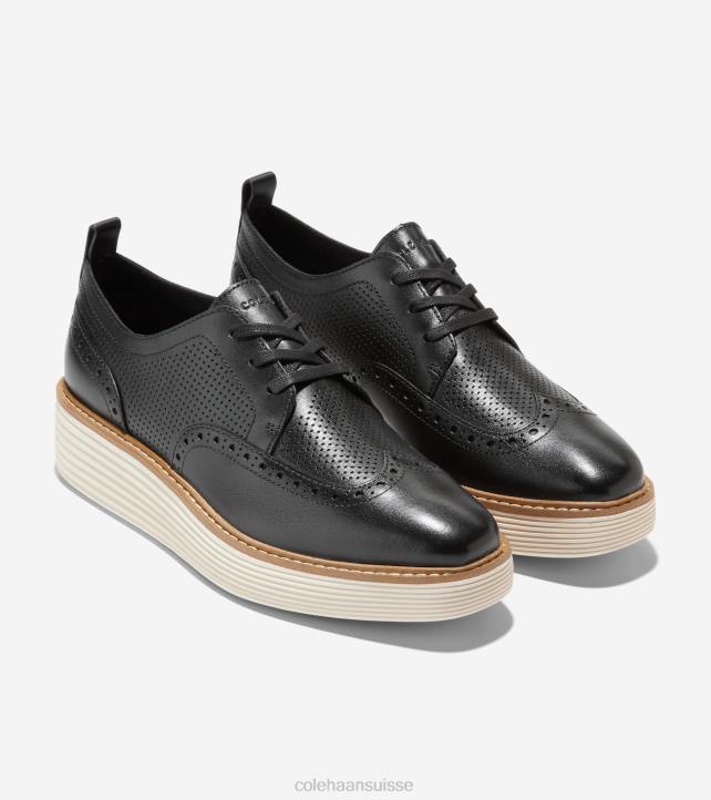 Cole Haan oxford à bout d'aile originalgrand platform femmes PJ6N166 noir-ivoire chaussure