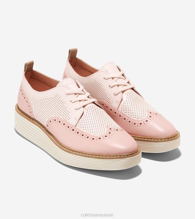 Cole Haan oxford à bout d'aile originalgrand platform femmes PJ6N168 eau de rose-rose fumé-ivoire chaussure