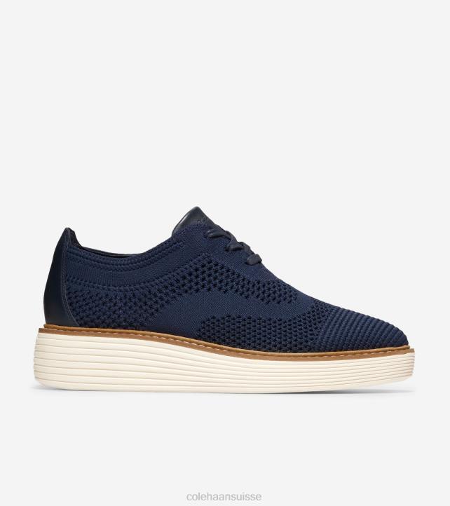 Cole Haan oxford à bout d'aile originalgrand platform femmes PJ6N214 blazer bleu marine-couture ivoire chaussure