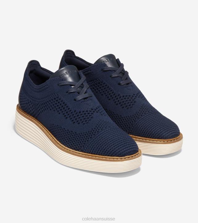 Cole Haan oxford à bout d'aile originalgrand platform femmes PJ6N214 blazer bleu marine-couture ivoire chaussure