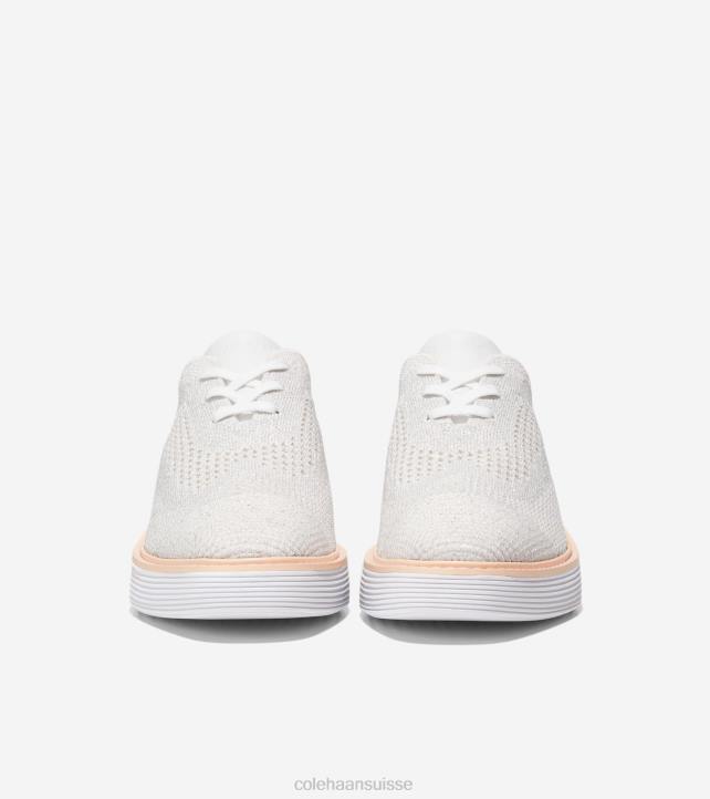 Cole Haan oxford à bout d'aile originalgrand platform femmes PJ6N215 blanc optique-argent métallisé stitchlite-nimbus cloud chaussure