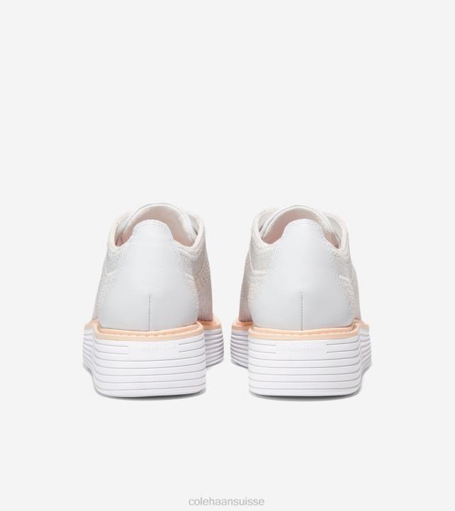 Cole Haan oxford à bout d'aile originalgrand platform femmes PJ6N215 blanc optique-argent métallisé stitchlite-nimbus cloud chaussure