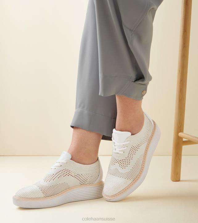 Cole Haan oxford à bout d'aile originalgrand platform femmes PJ6N215 blanc optique-argent métallisé stitchlite-nimbus cloud chaussure