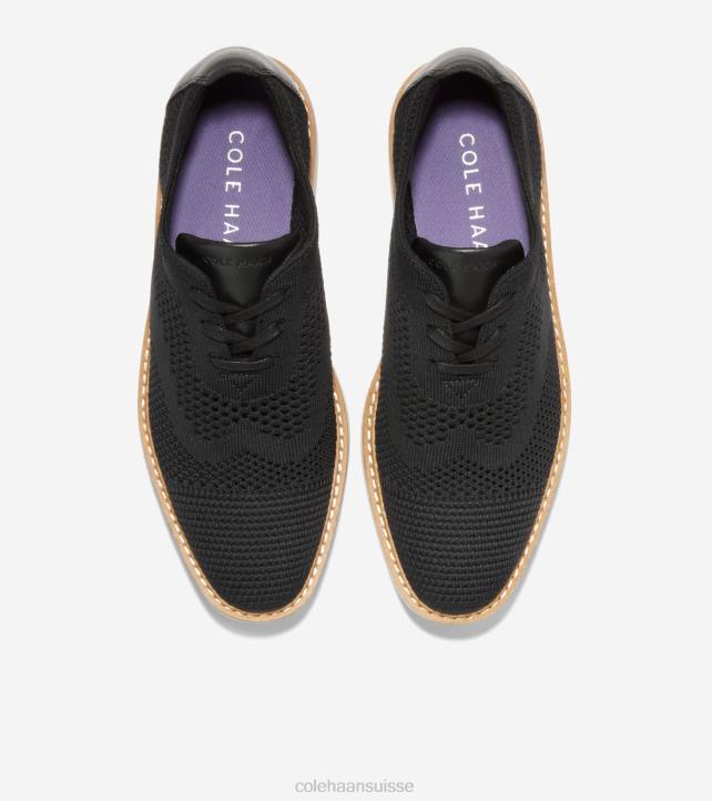 Cole Haan oxford à bout d'aile originalgrand platform femmes PJ6N216 noir stitchlite-ivoire chaussure
