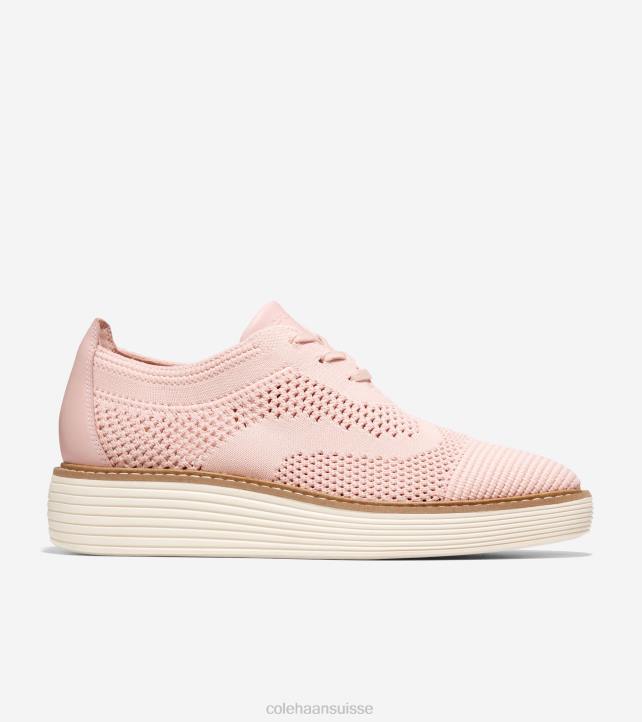 Cole Haan oxford à bout d'aile originalgrand platform femmes PJ6N217 rose smoke stitchlite-ivoire chaussure
