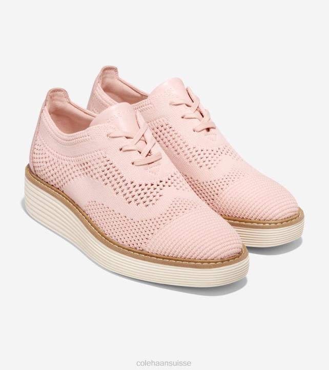 Cole Haan oxford à bout d'aile originalgrand platform femmes PJ6N217 rose smoke stitchlite-ivoire chaussure