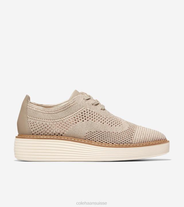 Cole Haan oxford à bout d'aile originalgrand platform femmes PJ6N218 seigle tricot-ivoire stitchlite chaussure