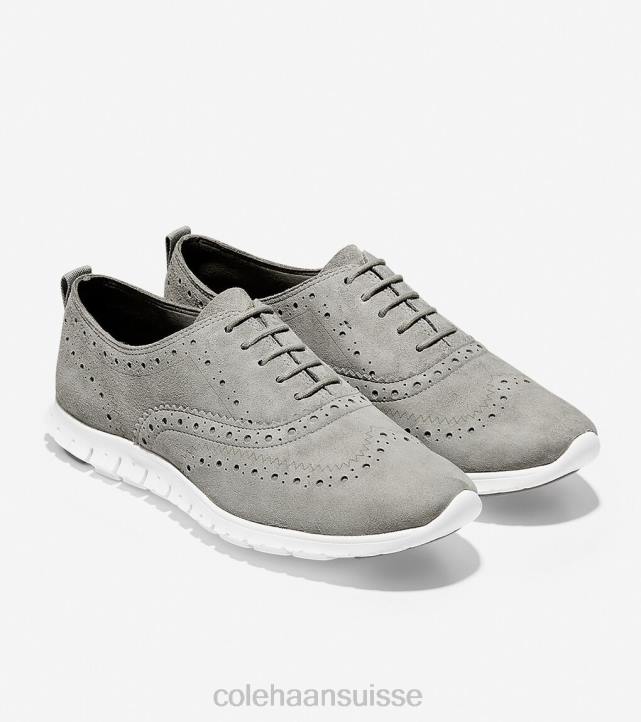 Cole Haan oxford à bout d'aile zerogrand femmes PJ6N155 ironstone suède optique blanc chaussure