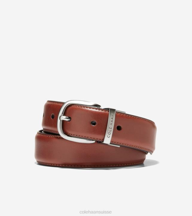 Cole Haan Ceinture habillée à bords plumeux 32 mm Hommes PJ6N561 britannique tan-noir accessoires