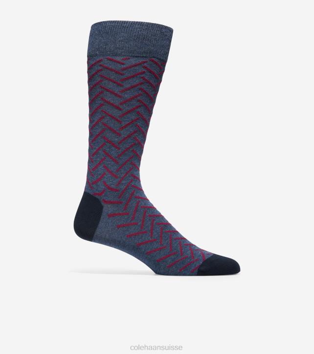 Cole Haan chaussettes mi-mollet à chevrons Hommes PJ6N592 denim foncé chiné accessoires