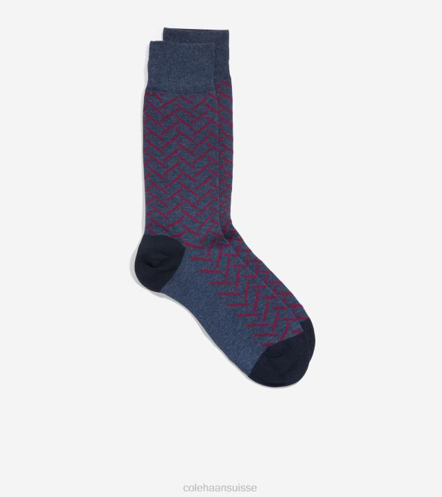 Cole Haan chaussettes mi-mollet à chevrons Hommes PJ6N592 denim foncé chiné accessoires