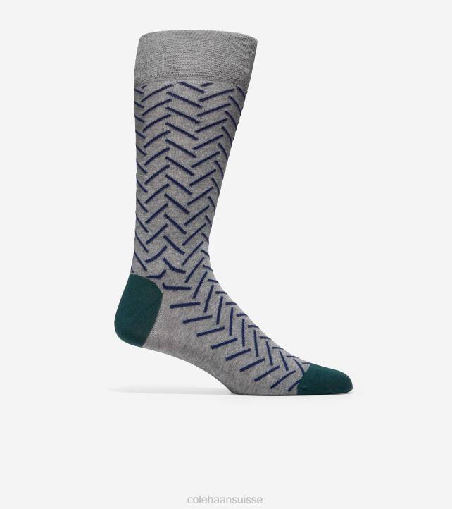 Cole Haan chaussettes mi-mollet à chevrons Hommes PJ6N593 gris chiné accessoires