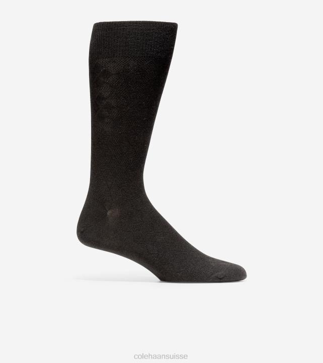 Cole Haan chaussettes mi-mollet à losanges ton sur ton Hommes PJ6N607 noir accessoires